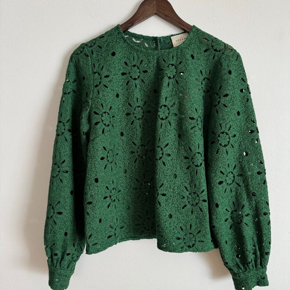 Sézane Jesse blouse in garden green